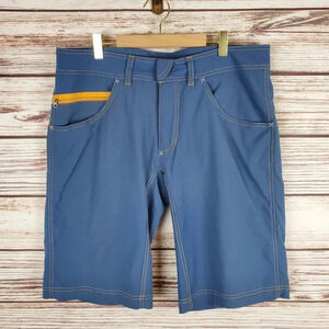 Houdini Mens Large Blue/Yellow Flat Front Chino Shorts                       #61
